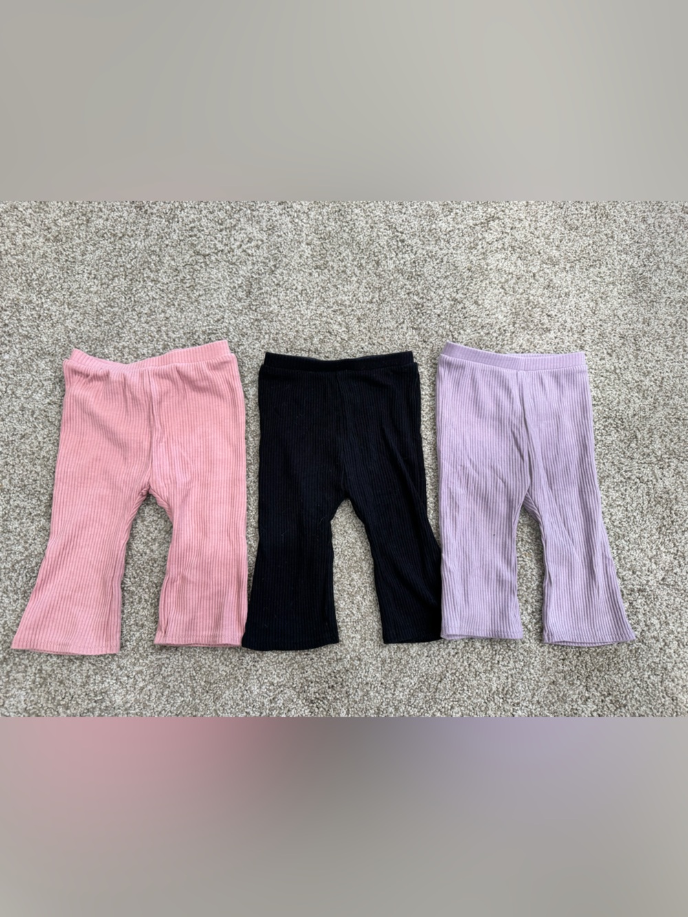Old Navy Ribbed Flare Leggings Trio - Pink, Black & Lavender